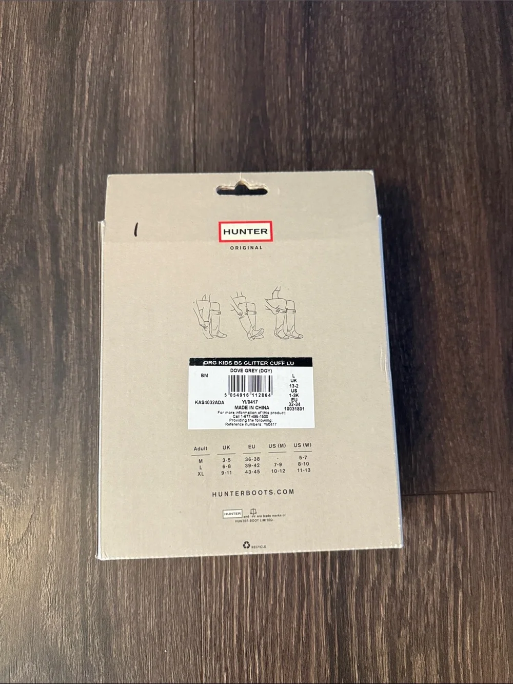 Hunter Kids Boot Socks in Light Gray, Size Large